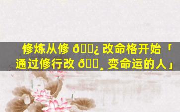 修炼从修 🌿 改命格开始「通过修行改 🌸 变命运的人」